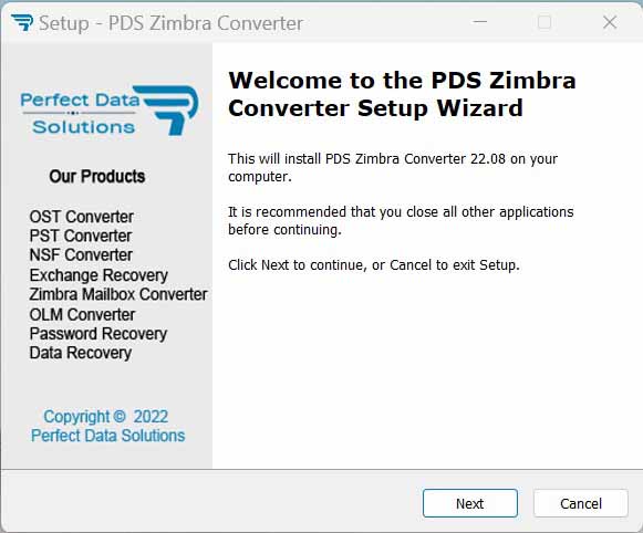 PDS Zimbra Converter Setup Wizard