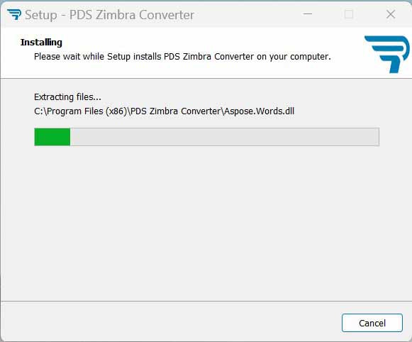 STEP 5 : Installing- please wait while setup installs PDS Zimbra Converter on your computer