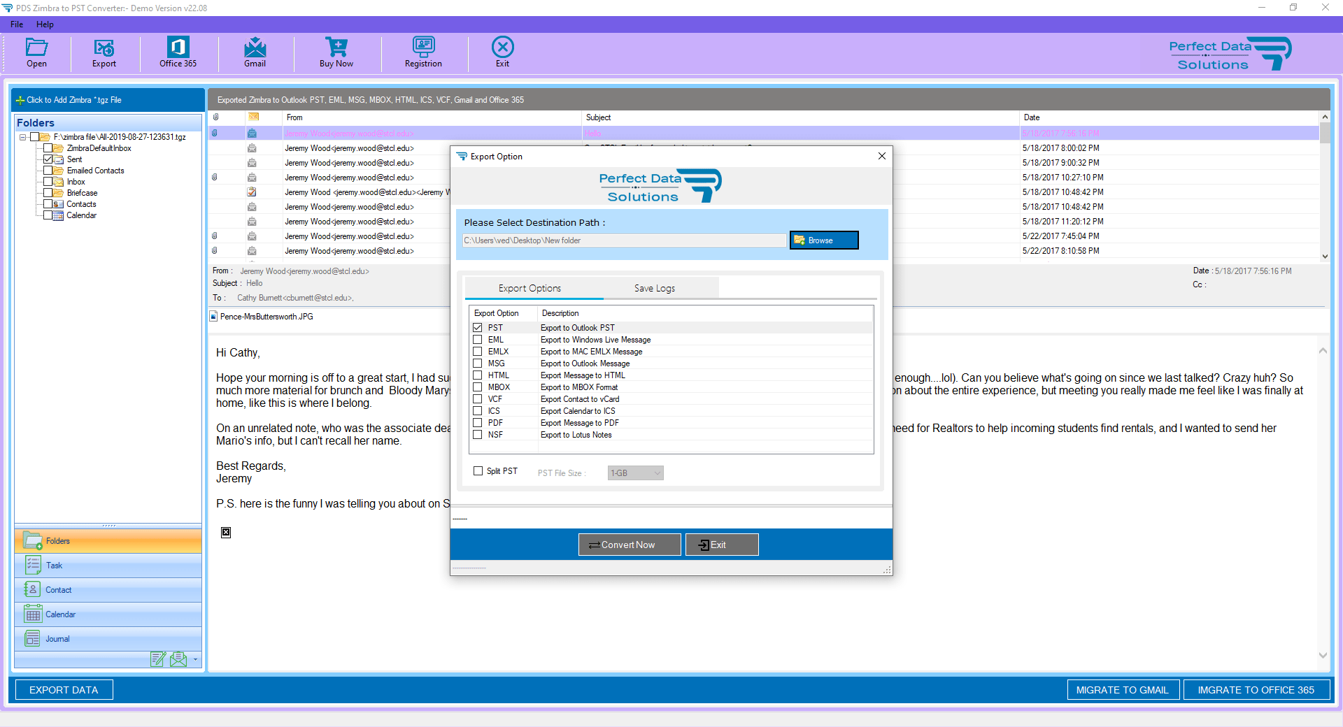 STEP-5: Export Zimbra file